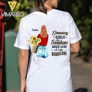 Personalized January Girl Are Sunshine Mixed With A Little Hurricane Tshirt Printed 22JAN-DT18