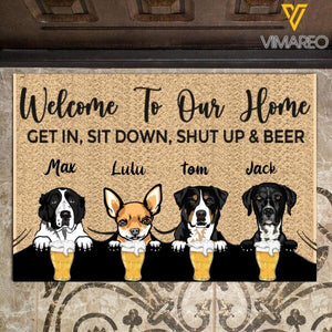 Personalized Welcome To Our Home With Beer & Dog Doormat Printed 22JAN-HC20