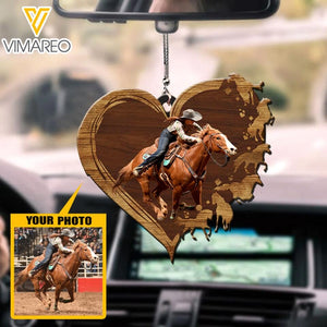 PERSONALIZED HORSE RIDING PHOTO UPLOAD CAR HANGING ORNAMENT MTTQ0403