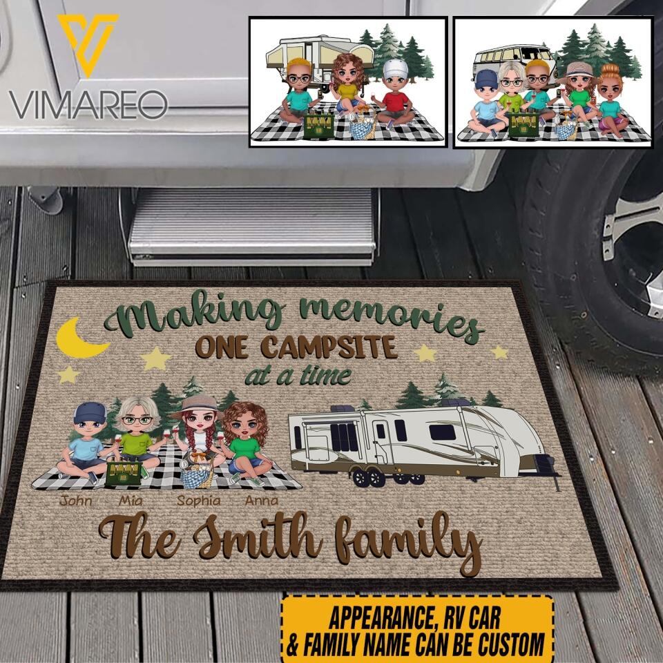 PERSONALIZED MAKING MEMORIES ONE CAMPSITE AT A TIME DOORMAT PRINTED 22MAR-MQ10