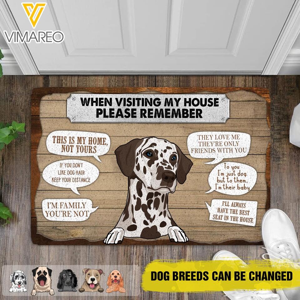 PERSONALIZED WHEN VISITING MY HOUSE DOG RULES  DOORMAT QTDT0704