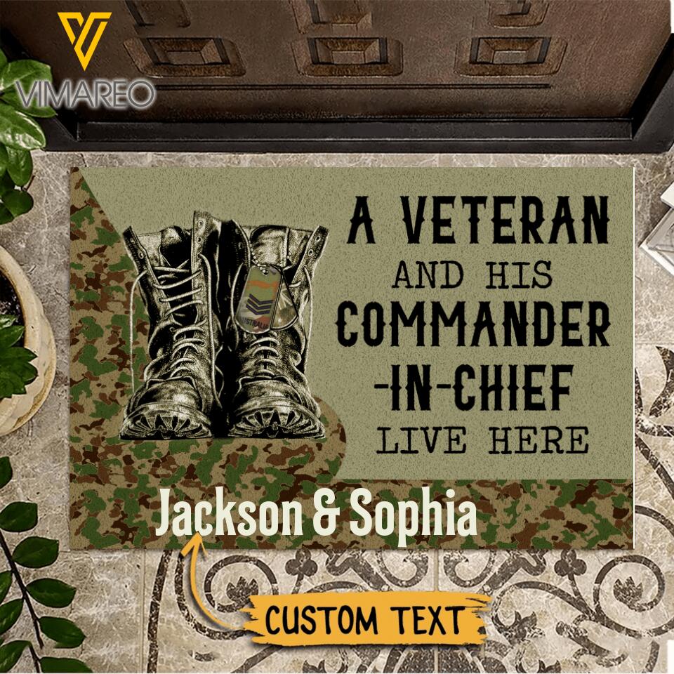 Personalized Australian Veterans And His Commander In Chief Live Here Doormat Printed 22APR-QH08