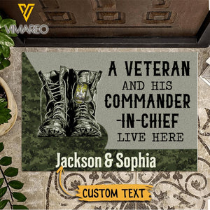 Personalized Canadian Veterans And His Commander In Chief Live Here Doormat Printed 22APR-QH08