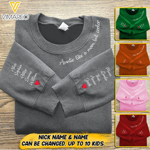 PERSONALIZED AUNTIE LIKE A MOM BUT COOLER KID NAME SWEATSHIRT PRINTED QTTN2504