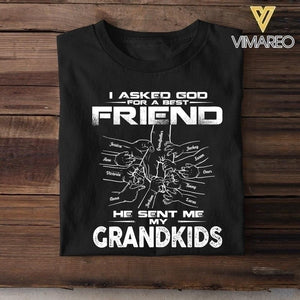 PERSONALIZED I ASKED GOD FOR A BEST FRIEND HE SENT ME MY GRANDKIDS TSHIRT QTVQ0905