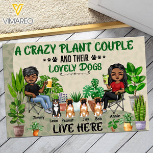 Personalized Crazy Plant Couple And Dogs Doormat NQDT0806