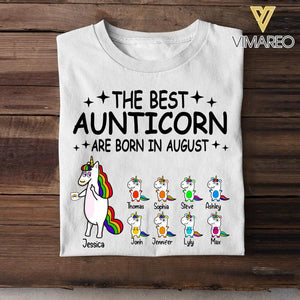 Personalized The Best Aunticorn Are Born In August Tshirt Printed QTDT1006