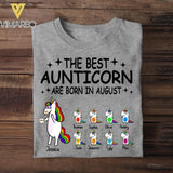 Personalized The Best Aunticorn Are Born In August Tshirt Printed QTDT1006