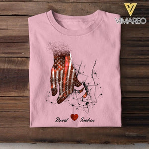 Personalized Firefighter Hand Couple Tshirt Printed QTVQ1806