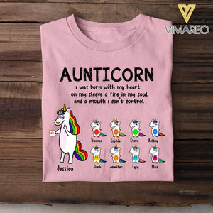 Personalized Auntiecorn Kid Name Tshirt Printed QTHC1806