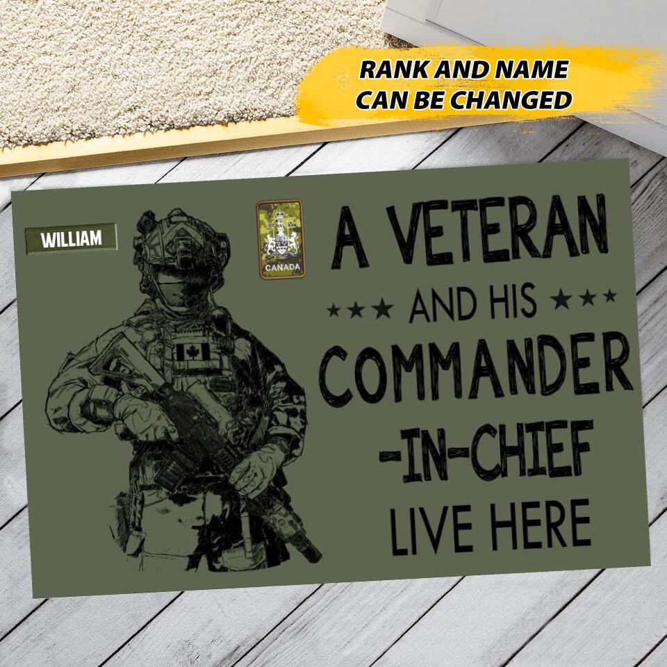 Personalized Canadian Soldier/Veterans Doormat 22JUL-HY22