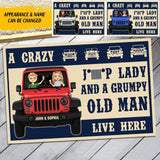 Personalized A Crazy Jeep Lady And A Grumpy Old Man Live Here Doormat 22JUL-DT23