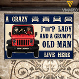 Personalized A Crazy Jeep Lady And A Grumpy Old Man Live Here Doormat 22JUL-DT23