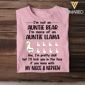 Personalized Auntie Llama  Tshirt Printed NQHC3006