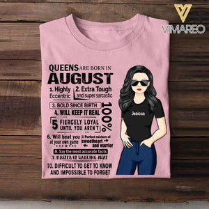 Personalized Queens Are Born In August Tshirt Printed 22JUY-HQ08