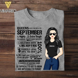 Personalized Queens Are Born In September Tshirt Printed 22JUY-HQ08