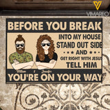 Personalized Australian Veteran/Soldier Before You Break Into My House Stand Outside And Get Right With Jesus Doormat 22JUY-HY15