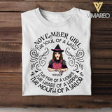 Personalized November Girl The Soul Of A Witch The Fire Of Lioness The Heart Of Hippie Tshirt Printed QTDT1508