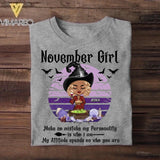 Personalized Witch November Girl Makes No Mistake Halloween Tshirt Printed QTVQ0609