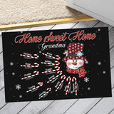 Personalized Home Sweet Home Grandma Mom Snow Candy Christmas Holiday Kid Name Doormat QTDT1209