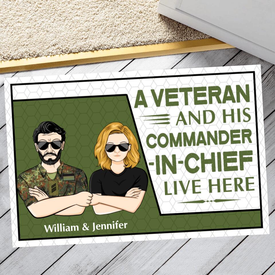 Personalized A German Veterans And His Commander In Chief Live Here Doormat 22SEP-HY19