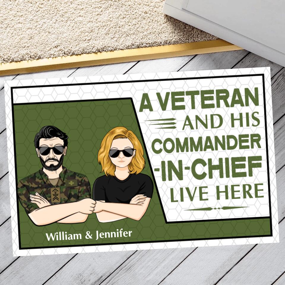 Personalized A Swiss Veterans And His Commander In Chief Live Here Doormat 22SEP-HY19