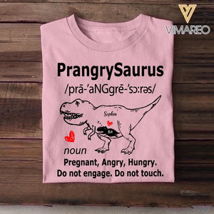Personalized PrangrySaurus Pregnant Angry Hungry Do Not Engage Tshirt Printed QTVQT2009