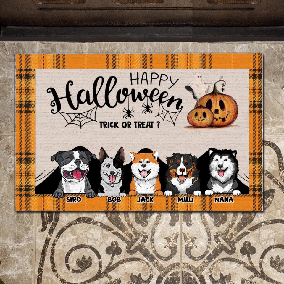 Personalized Happy Halloween - Trick Or Treat Dog Doormat DMVQ2209