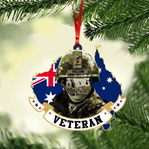 Personalized Australian Veteran/Solider Flag With Rank Wood  Ornament Printed QTDT2409