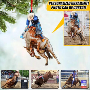 Personalized Image Bucking Rodeo Christmas Wood Ornament Printed 22SEP-HQ30