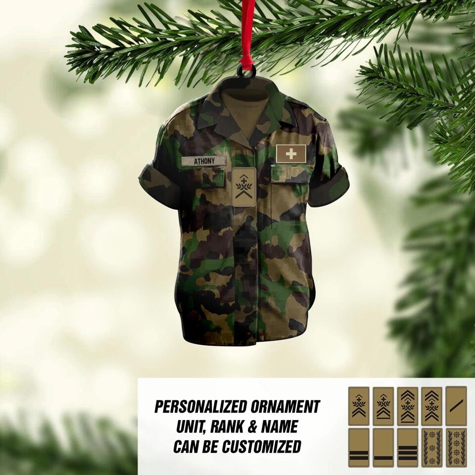 Personalized Swiss Veterans/Soldier Uniform Christmas Wood Ornament Printed 22OCT-DT04