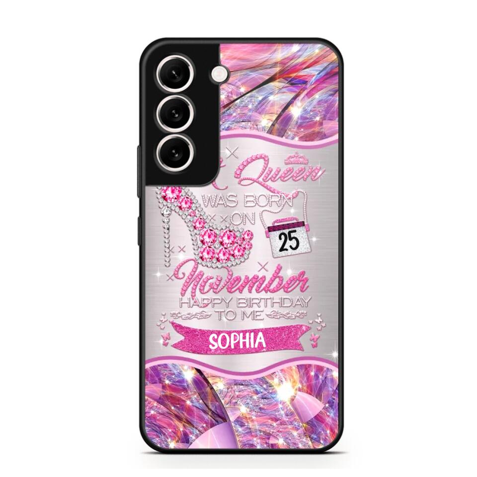 Personalized A Queen Was Born In November Sparkling Color Phone Case Printed 22OCT-HQ07