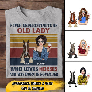 Personalized Lady Girl Love Horse and Was Born In November Tshirt Printed 22OCT-HY10