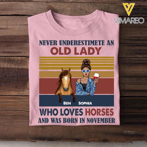 Personalized Lady Girl Love Horse and Was Born In November Tshirt Printed 22OCT-HY10