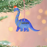 Personalized Grandma Kid Dinosaur Christmas Wood Ornament Printed 22OCT-DT14