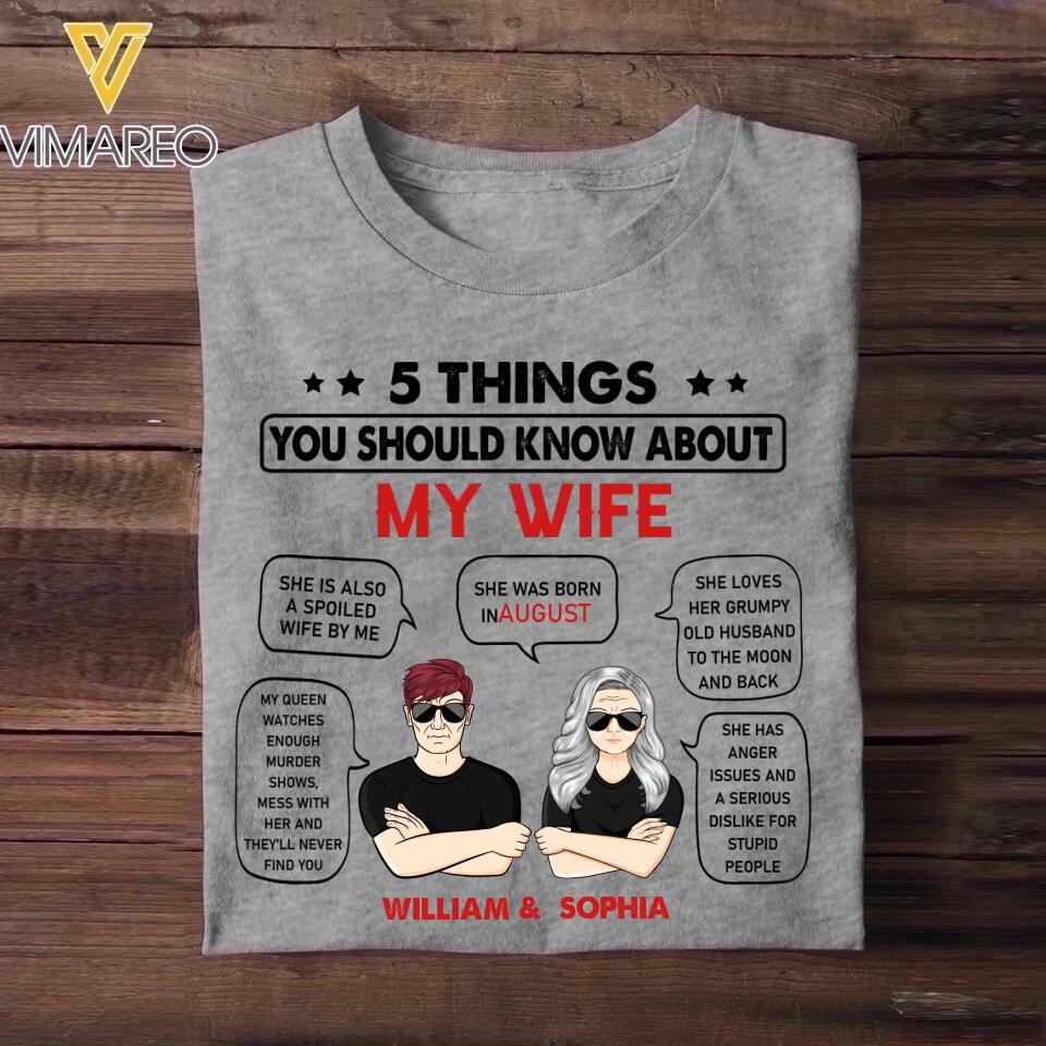 Personalized 5 Things You Should Know About My August Wife Couple Tshirt Printed 22OCT-HY20