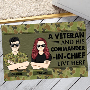 Personalized A Australian Veterans And His Commander In Chief Live Here Doormat 22OCT-HY25