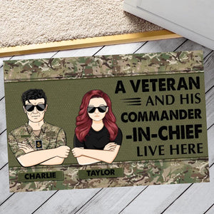 Personalized An UK Veterans And His Commander In Chief Live Here Doormat 22OCT-HY28