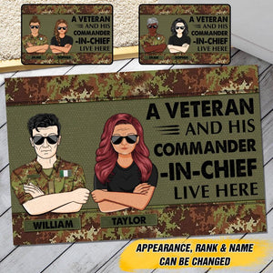 Personalized An Italian Veterans And His Commander In Chief Live Here Doormat 22OCT-HY28