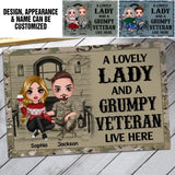 Personalized A Lady And A Grumpy US Veteran Live Here Doormat 22NOV-DT03