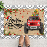 Personalized Merry Christmas Dog Jeep Lovers Doormat 22NOV-HQ16