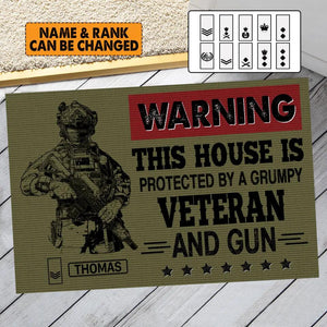 Personalized Warning This House Is Protected By An Australian Grumpy Veteran Doormat QTHY0812