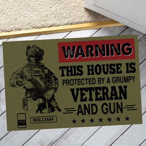 Personalized Warning This House Is Protected By An UK Grumpy Veteran Doormat QTHY0812