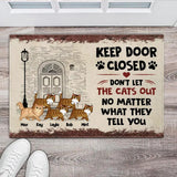 Personalized Keep Door Closed Don't Let The Cats Out No Matter What They Tell You Doormat Printed 22DEC-HQ08