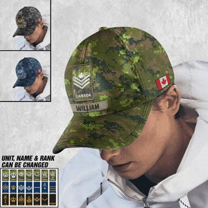 Personalized Canadian Soldier/ Veteran Rank Camo Peaked Cap 3D Printed 23JAN-DT06
