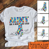 Personalized Autism Awareness  Auntie Like A Mom But Cooler Kid Name Hand Tshirt Printed QTVD1001