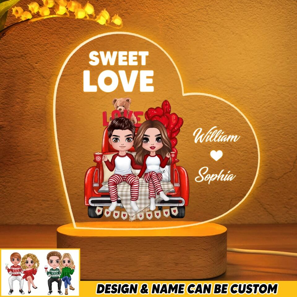 Personalized Sweet Love & Red Car Couple Led Lamp Printed PNHQ1001
