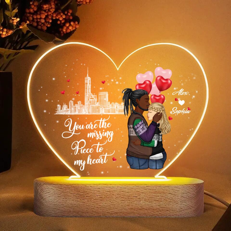 Personalized You Are The Missing Piece To My Heart Valentine's Day Gift Led Lamp Printed PNHQ090123