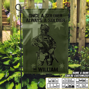Personalized Once A Soldier Always A Soldier Australian Soldier/Veteran Rank Camo Garden Flag Printed 23JAN-DT11