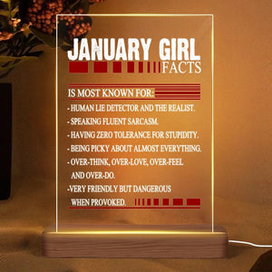 Personalized January Girl Facts Led Lamp Printed 22JAN-HY11